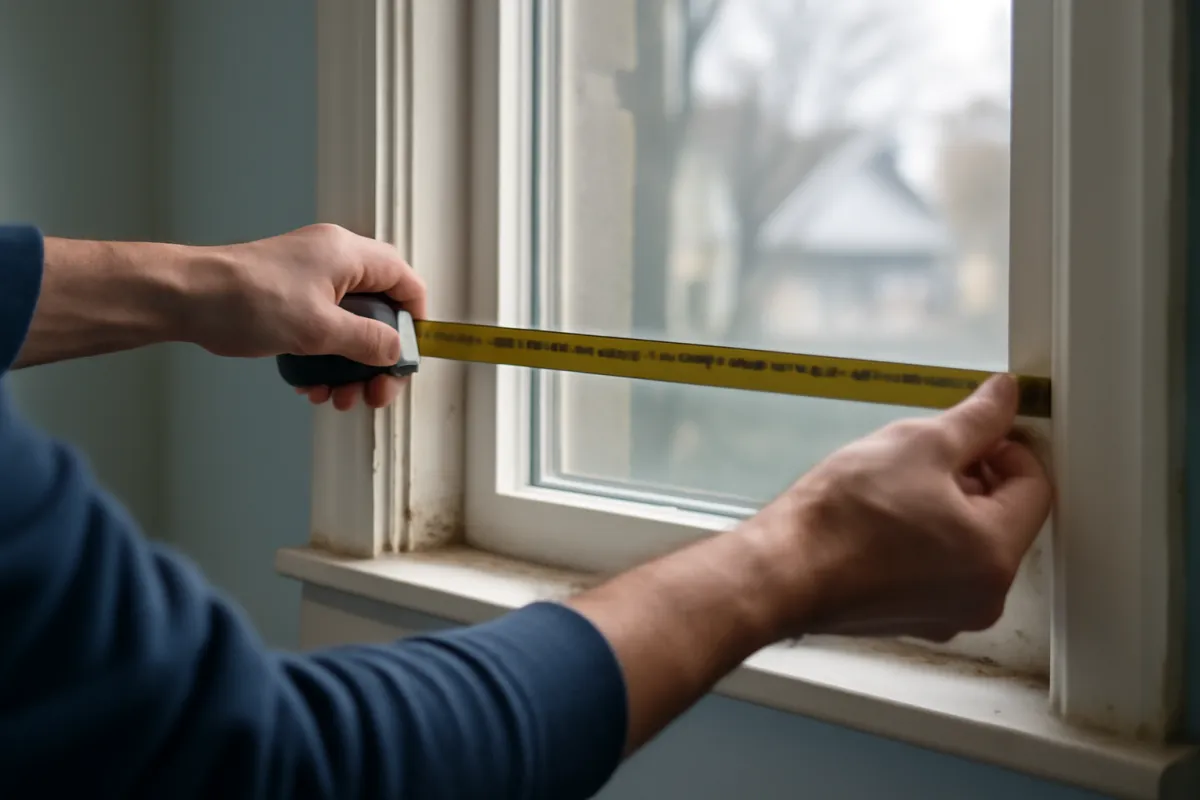 A homeowner checking a measurement on a home fixture, illustrating the close attention routine seasonal upkeep involves