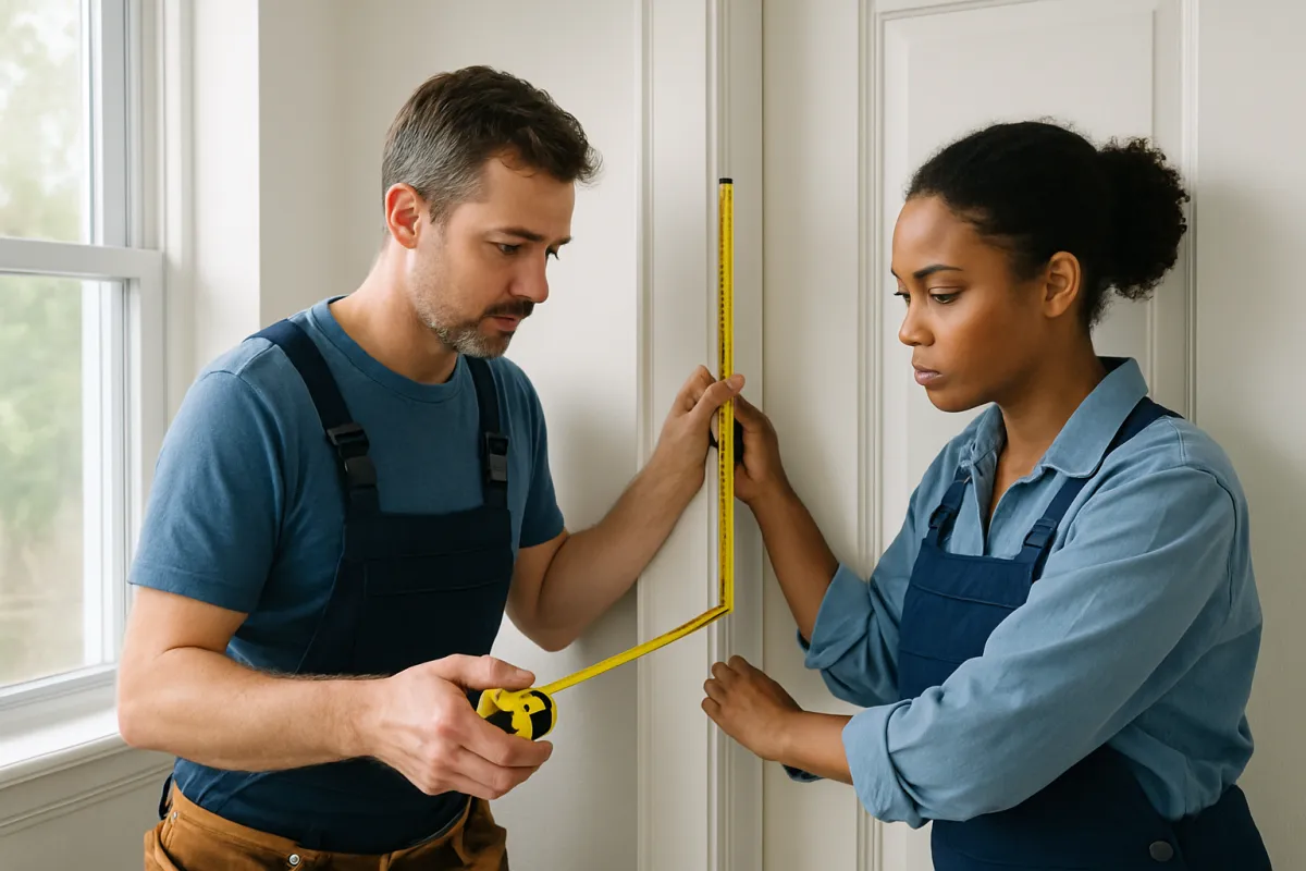 Two tradespeople working together on a home improvement project